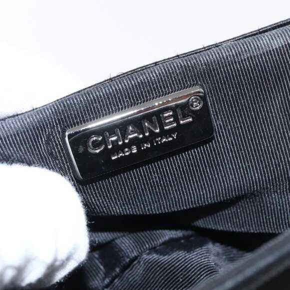 CHANEL Matelasse Chain Shoulder Bag Satin Black Silver CC Auth 157278 - Picture 13 of 16